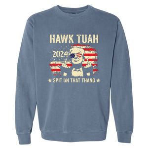 Trump 2024 Flag Funny Hawk Tush Middle Finger 24 Vote Trump Tank Top Garment-Dyed Sweatshirt