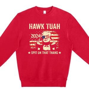 Trump 2024 Flag Funny Hawk Tush Middle Finger 24 Vote Trump Tank Top Premium Crewneck Sweatshirt