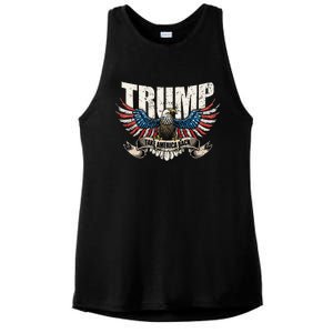 Trump 2024 Flag Take America Back Women Donald Trump Ladies PosiCharge Tri-Blend Wicking Tank