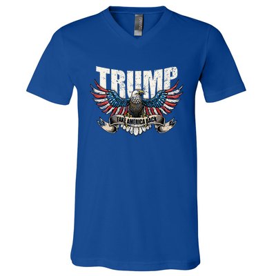 Trump 2024 Flag Take America Back Women Donald Trump V-Neck T-Shirt