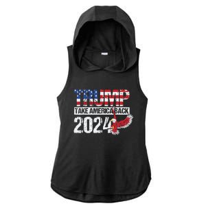 Trump 2024 Flag Take America Back 4th Of July Trump 2024 Ladies PosiCharge Tri-Blend Wicking Draft Hoodie Tank