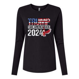 Trump 2024 Flag Take America Back 4th Of July Trump 2024 Womens Cotton Relaxed Long Sleeve T-Shirt