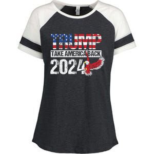 Trump 2024 Flag Take America Back 4th Of July Trump 2024 Enza Ladies Jersey Colorblock Tee