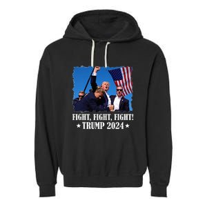 Trump 2024 Fight Fight Fight Trump 2024 Survives Rally Garment-Dyed Fleece Hoodie