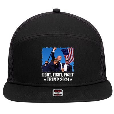 Trump 2024 Fight Fight Fight Trump 2024 Survives Rally 7 Panel Mesh Trucker Snapback Hat