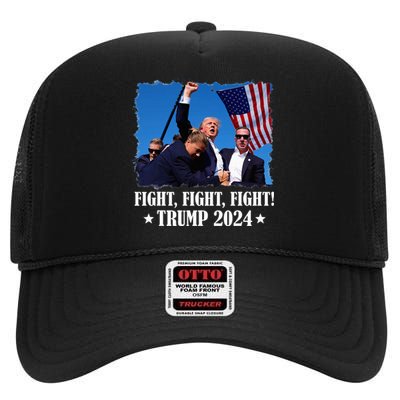 Trump 2024 Fight Fight Fight Trump 2024 Survives Rally High Crown Mesh Back Trucker Hat