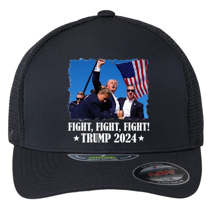 Trump 2024 Fight Fight Fight Trump 2024 Survives Rally Flexfit Unipanel Trucker Cap