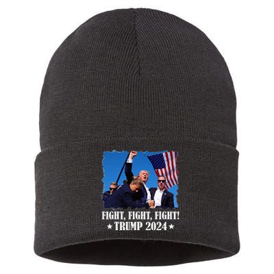 Trump 2024 Fight Fight Fight Trump 2024 Survives Rally Sustainable Knit Beanie