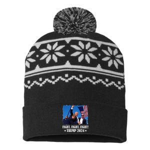 Trump 2024 Fight Fight Fight Trump 2024 Survives Rally USA-Made Snowflake Beanie