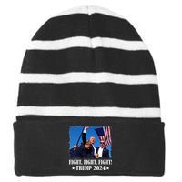 Trump 2024 Fight Fight Fight Trump 2024 Survives Rally Striped Beanie with Solid Band