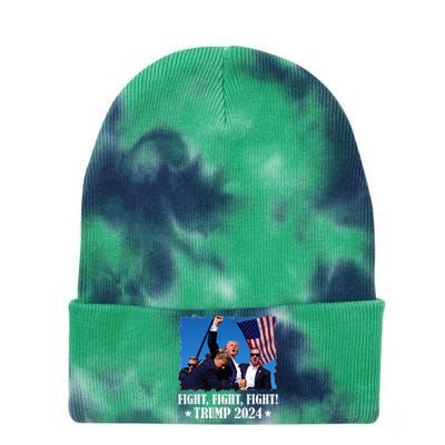 Trump 2024 Fight Fight Fight Trump 2024 Survives Rally Tie Dye 12in Knit Beanie