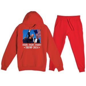 Trump 2024 Fight Fight Fight Trump 2024 Survives Rally Premium Hooded Sweatsuit Set