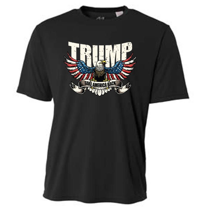 Trump 2024 Flag Take America Back Donald Trump Cooling Performance Crew T-Shirt