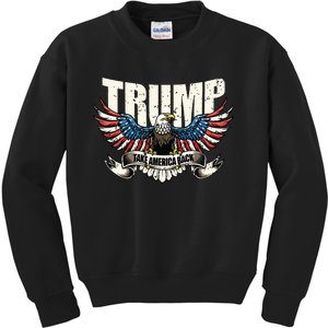 Trump 2024 Flag Take America Back Donald Trump Kids Sweatshirt