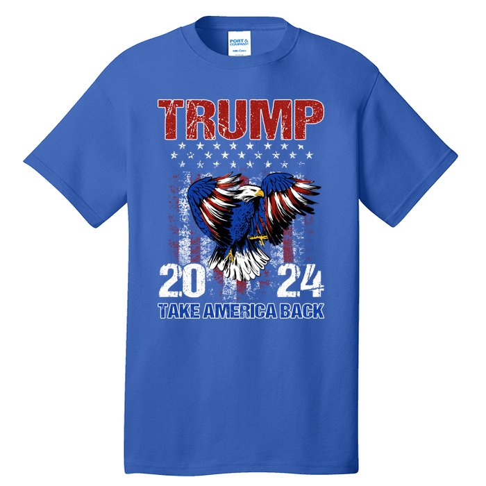 Trump 2024 Flag Take America Back Trump 2024 Funny Gift Tall T-Shirt