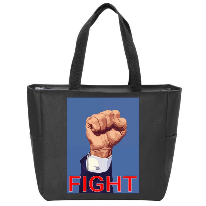 Trump 2024 Fist Fight Fight Fight Zip Tote Bag