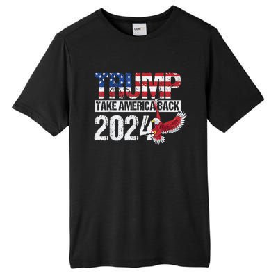 Trump 2024 Flag Take America Back 4th Of July Trump 2024 Tall Fusion ChromaSoft Performance T-Shirt