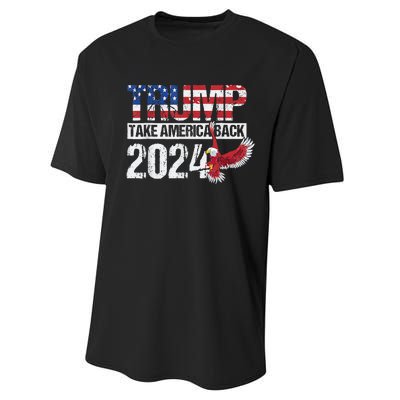 Trump 2024 Flag Take America Back 4th Of July Trump 2024 Performance Sprint T-Shirt