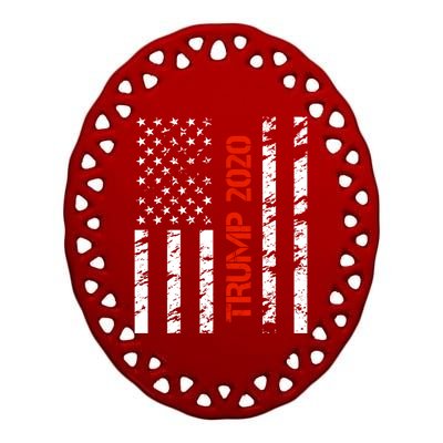 Trump 2020 Flag Patriotic Pro 45th President Trump Gift Ceramic Oval Ornament