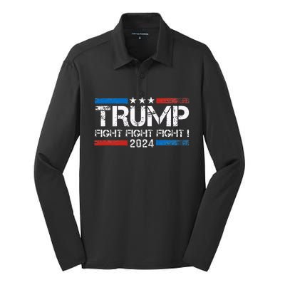 Trump 2024 Fight Fight Fight Trump President Election 2024 Silk Touch Performance Long Sleeve Polo