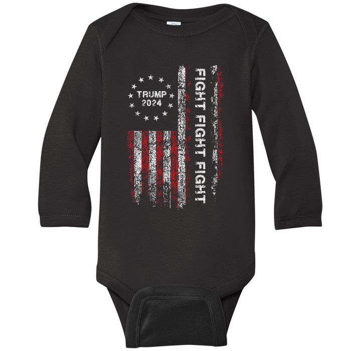 Trump 2024 Fight Fight Fight Trump President Election 2024 Baby Long Sleeve Bodysuit