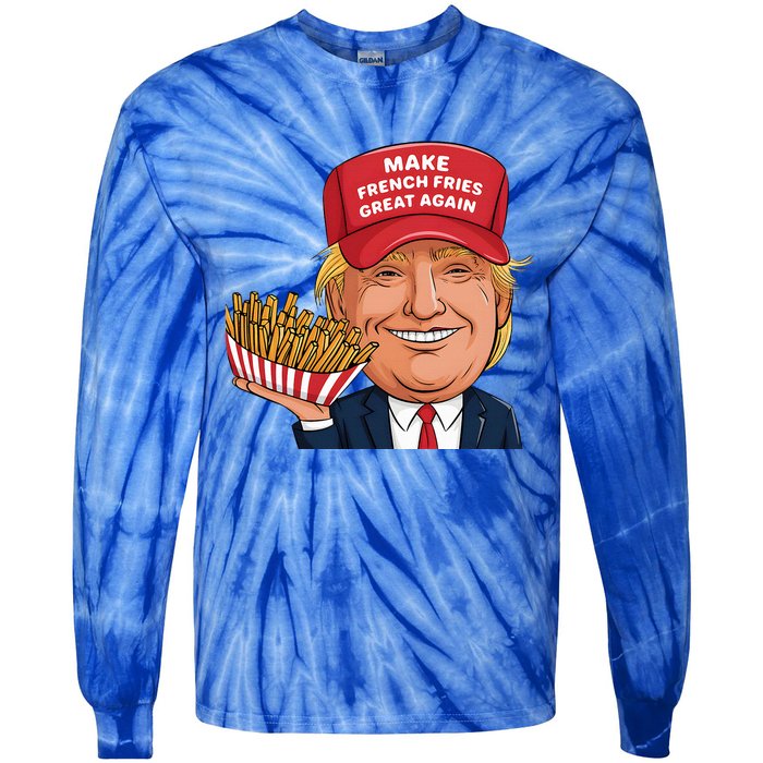 Trump 2024 French Fry Make French Fries Great Again Tie-Dye Long Sleeve Shirt