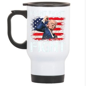 Trump 2024 Fight Fight Fight Trump Signals To Americans To Fight Stainless Steel Travel Mug