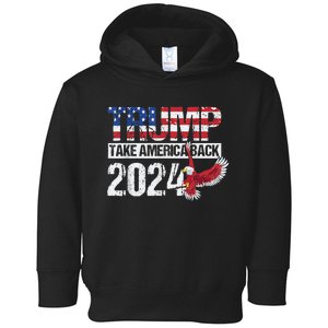 Trump 2024 Flag Take America Back 4th Of July Trump 2024 Toddler Hoodie