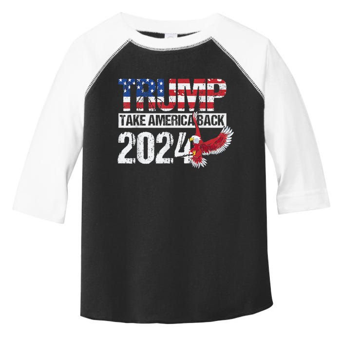 Trump 2024 Flag Take America Back 4th Of July Trump 2024 Toddler Fine Jersey T-Shirt