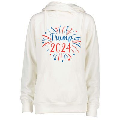 Trump 2024 Firework Support Election Meaningful Gift Womens Funnel Neck Pullover Hood