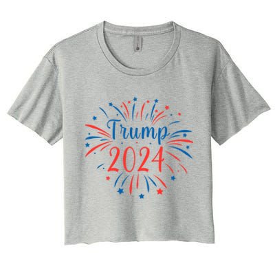 Trump 2024 Firework Support Election Meaningful Gift Women's Crop Top Tee