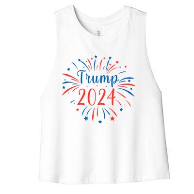 Trump 2024 Firework Support Election Meaningful Gift Women's Racerback Cropped Tank