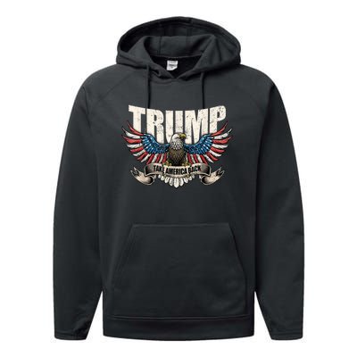 Trump 2024 Flag Take America Back Donald Trump 2024 Patriotic Donald Trump Performance Fleece Hoodie