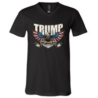 Trump 2024 Flag Take America Back Donald Trump 2024 Patriotic Donald Trump V-Neck T-Shirt