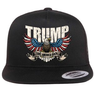 Trump 2024 Flag Take America Back Donald Trump 2024 Patriotic Donald Trump Flat Bill Trucker Hat