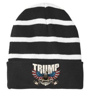 Trump 2024 Flag Take America Back Donald Trump 2024 Patriotic Donald Trump Striped Beanie with Solid Band