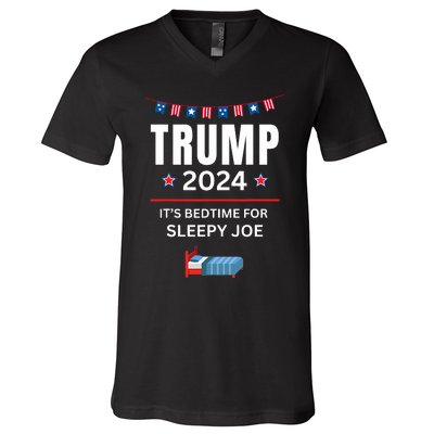 Trump 2024 Funny Anti Sleepy Joe Biden Pro Trump Republican V-Neck T-Shirt