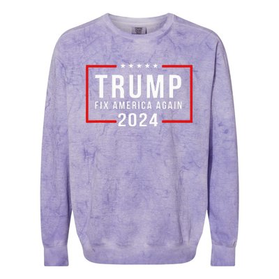 Trump 2024 Fix America Again Donald Trump 2024 Colorblast Crewneck Sweatshirt