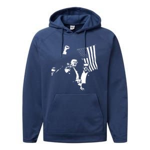 Trump 2024 Fear Not American Hero Fight Fight Fight Maga Gift Performance Fleece Hoodie