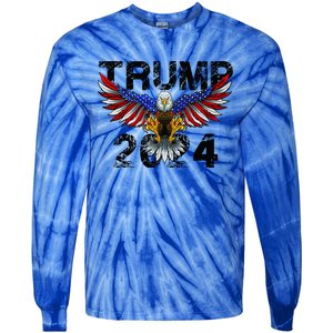 Trump 2024 Flag American Holiday Tie-Dye Long Sleeve Shirt