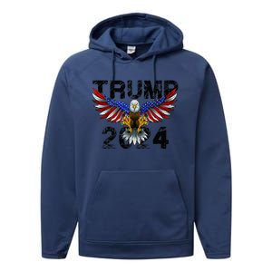 Trump 2024 Flag American Holiday Performance Fleece Hoodie