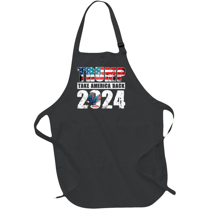 Trump 2024 Flag Take America Back Trump 2024 Full-Length Apron With Pockets