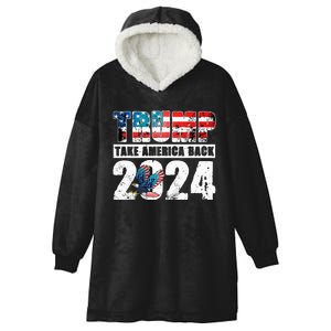 Trump 2024 Flag Take America Back Trump 2024 Hooded Wearable Blanket