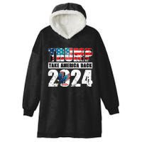 Trump 2024 Flag Take America Back Trump 2024 Hooded Wearable Blanket