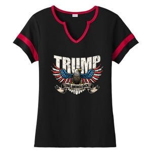 Trump 2024 Flag Take America Back Wo Donald Trump Ladies Halftime Notch Neck Tee