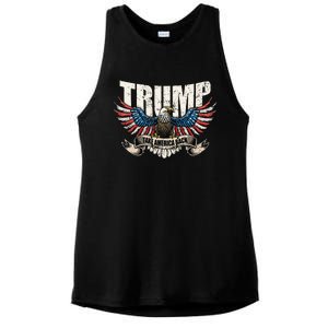 Trump 2024 Flag Take America Back Wo Donald Trump Ladies PosiCharge Tri-Blend Wicking Tank