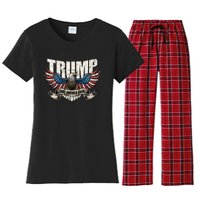 Trump 2024 Flag Take America Back Wo Donald Trump Women's Flannel Pajama Set