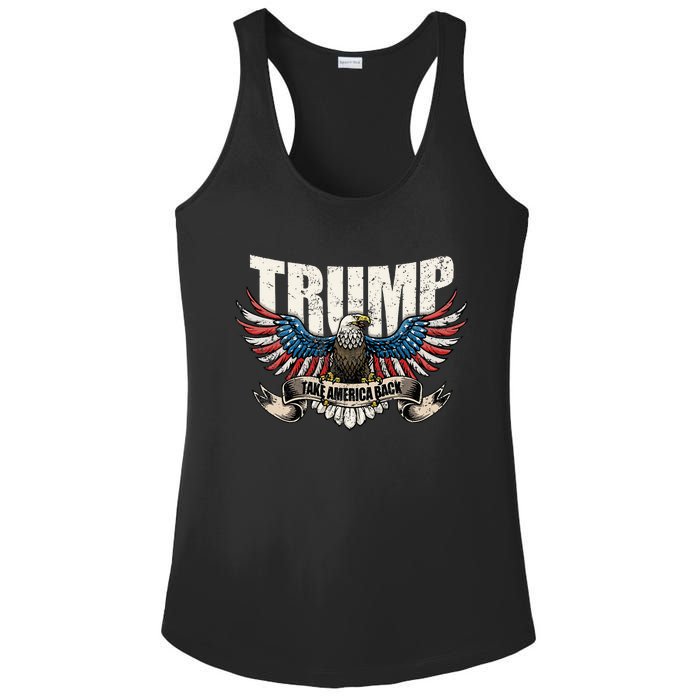 Trump 2024 Flag Take America Back Wo Donald Trump Ladies PosiCharge Competitor Racerback Tank