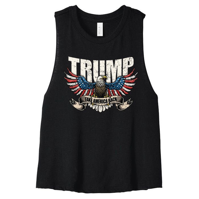 Trump 2024 Flag Take America Back Wo Donald Trump Women's Racerback Cropped Tank