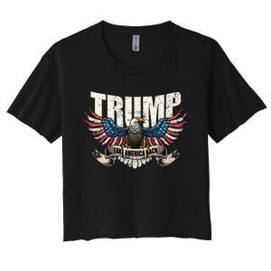 Trump 2024 Flag Take America Back Wo Donald Trump Women's Crop Top Tee